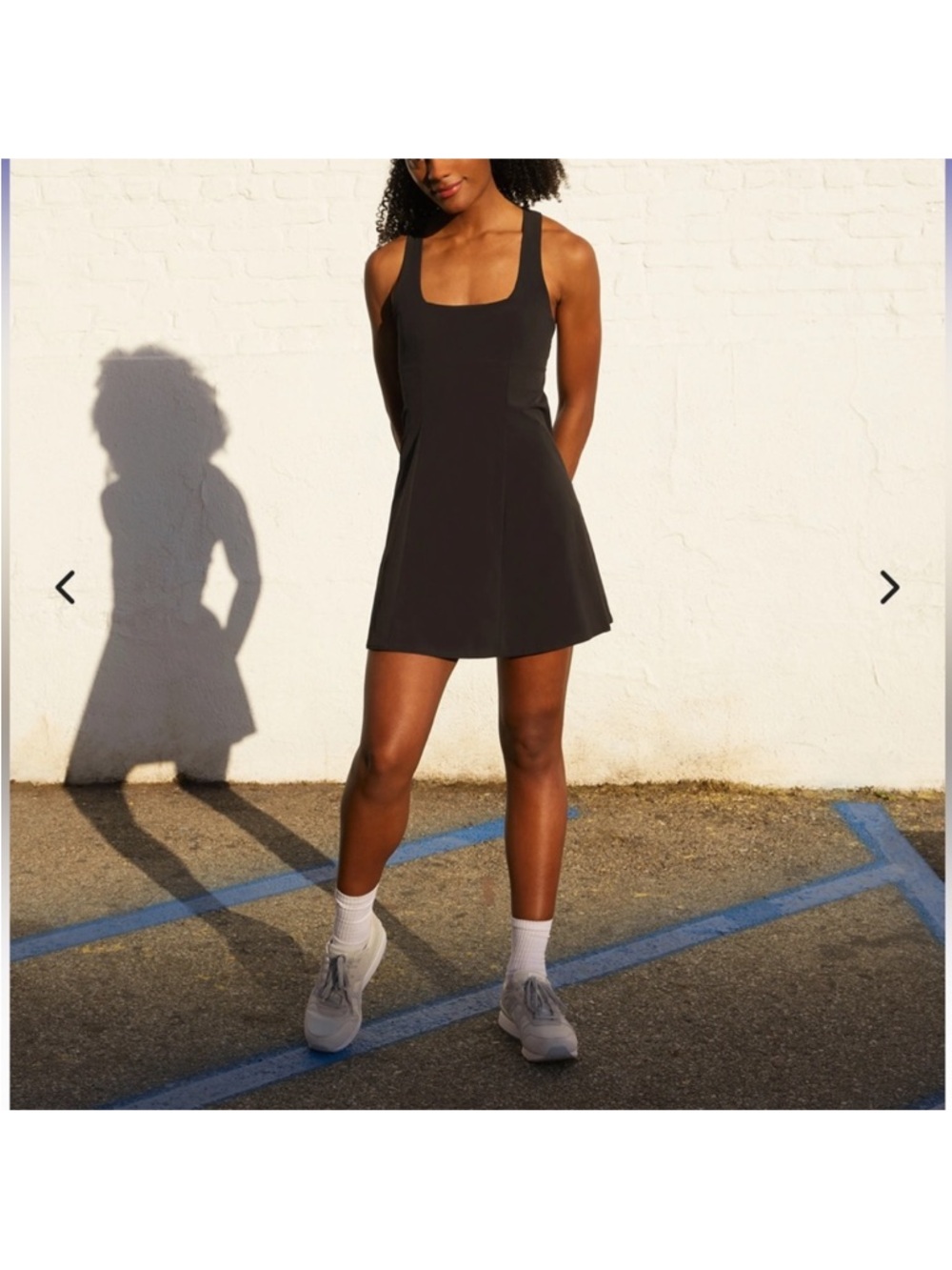 Outdoor Voices Black Square-Neck Mini Dress with shorts size XL tennis preppy
